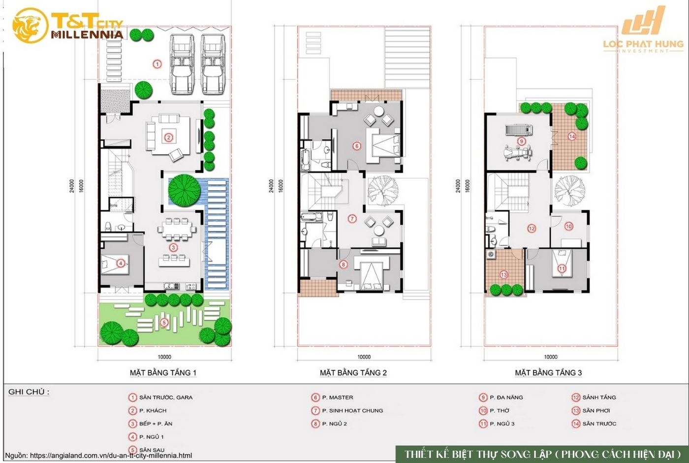 Thiết kế biệt thự song lập phong cách Hiện đại tại T&T City Millennia