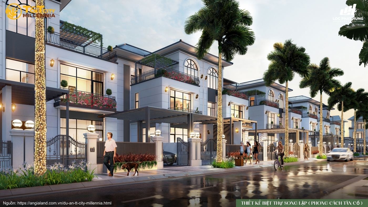 Thiết kế biệt thự song lập phong cách Tân cổ điển tại T&T City Millennia
