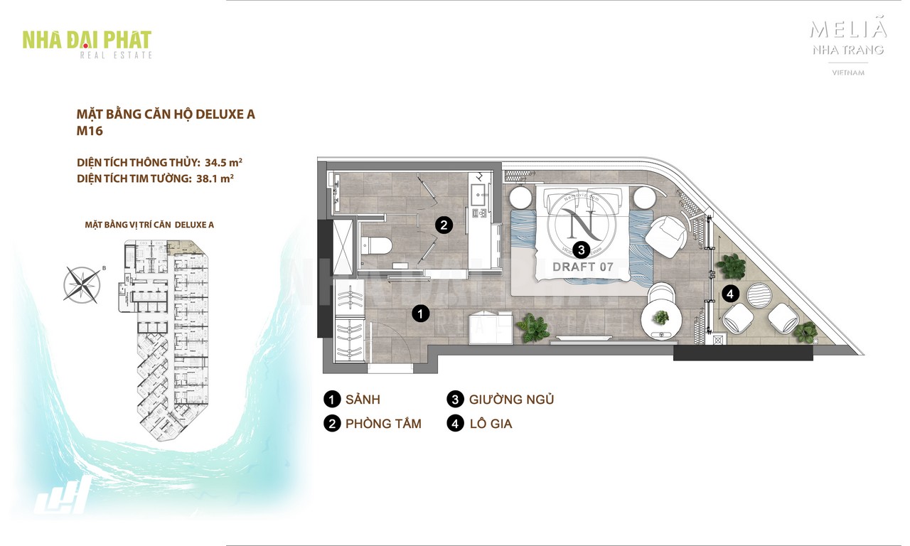 Thiết kế căn hộ Melia Nha Trang Vega City Bãi Tiên Nha Trang chủ đầu tư KDI Holdings