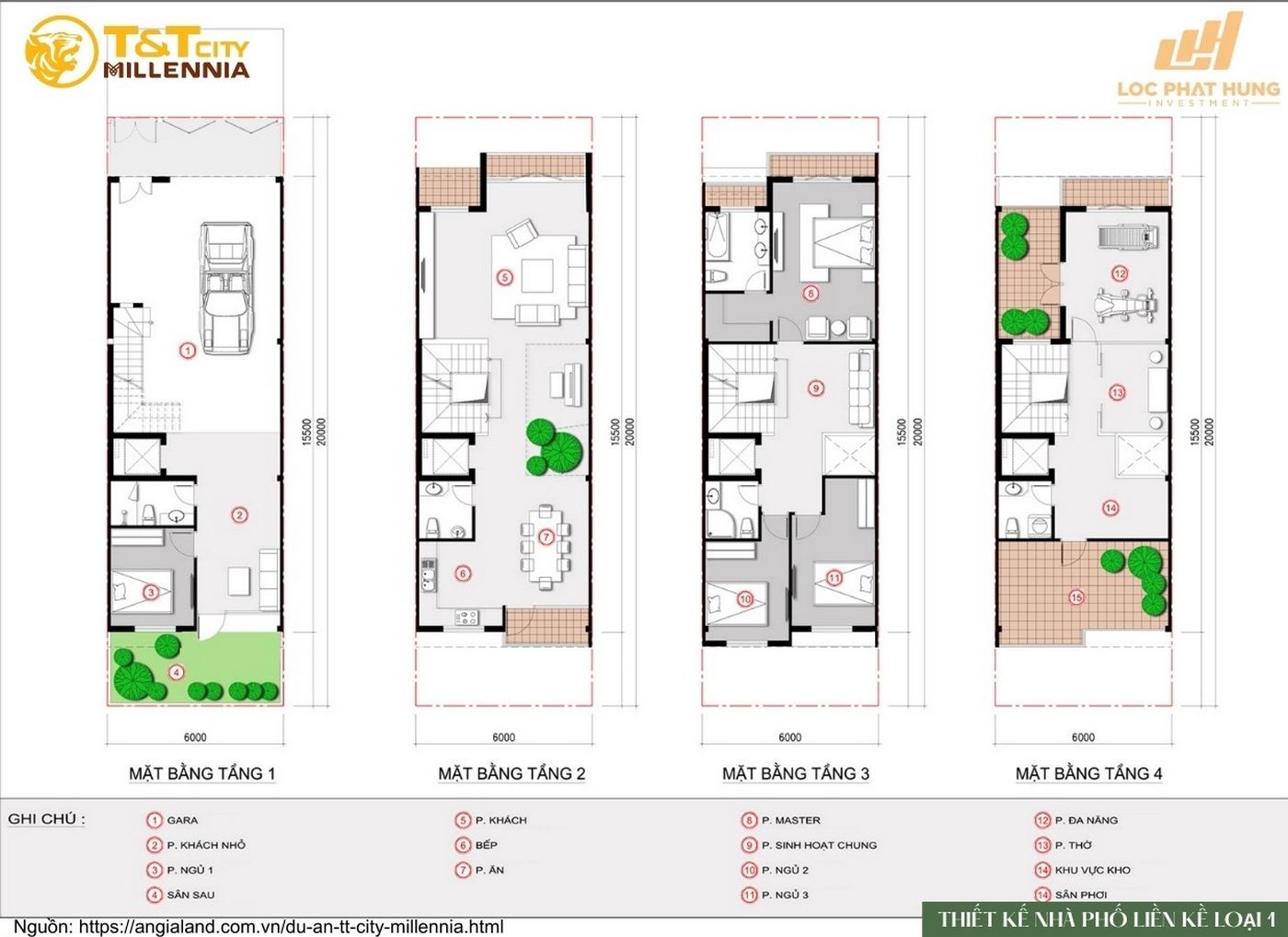 Thiết kế chi tiết nhà phố liền kề loại 1 tại T&T City Millennia