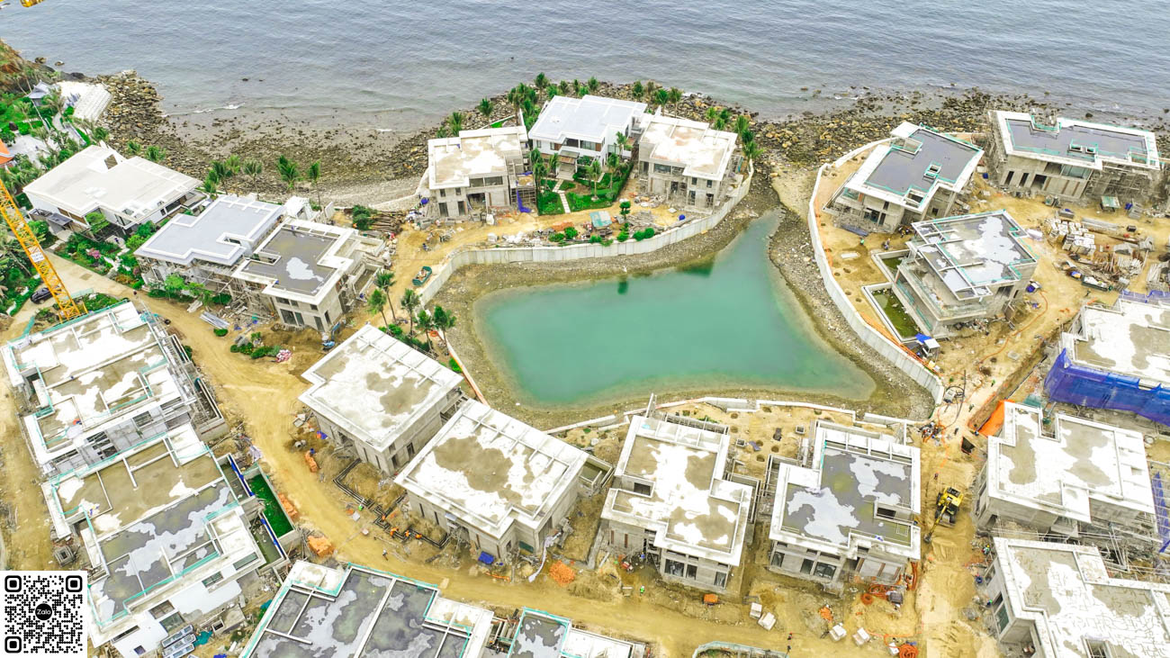 Tổng quan tiến độ xây dựng các căn biệt thự biển Vega City Nha Trang tháng 08/2022.