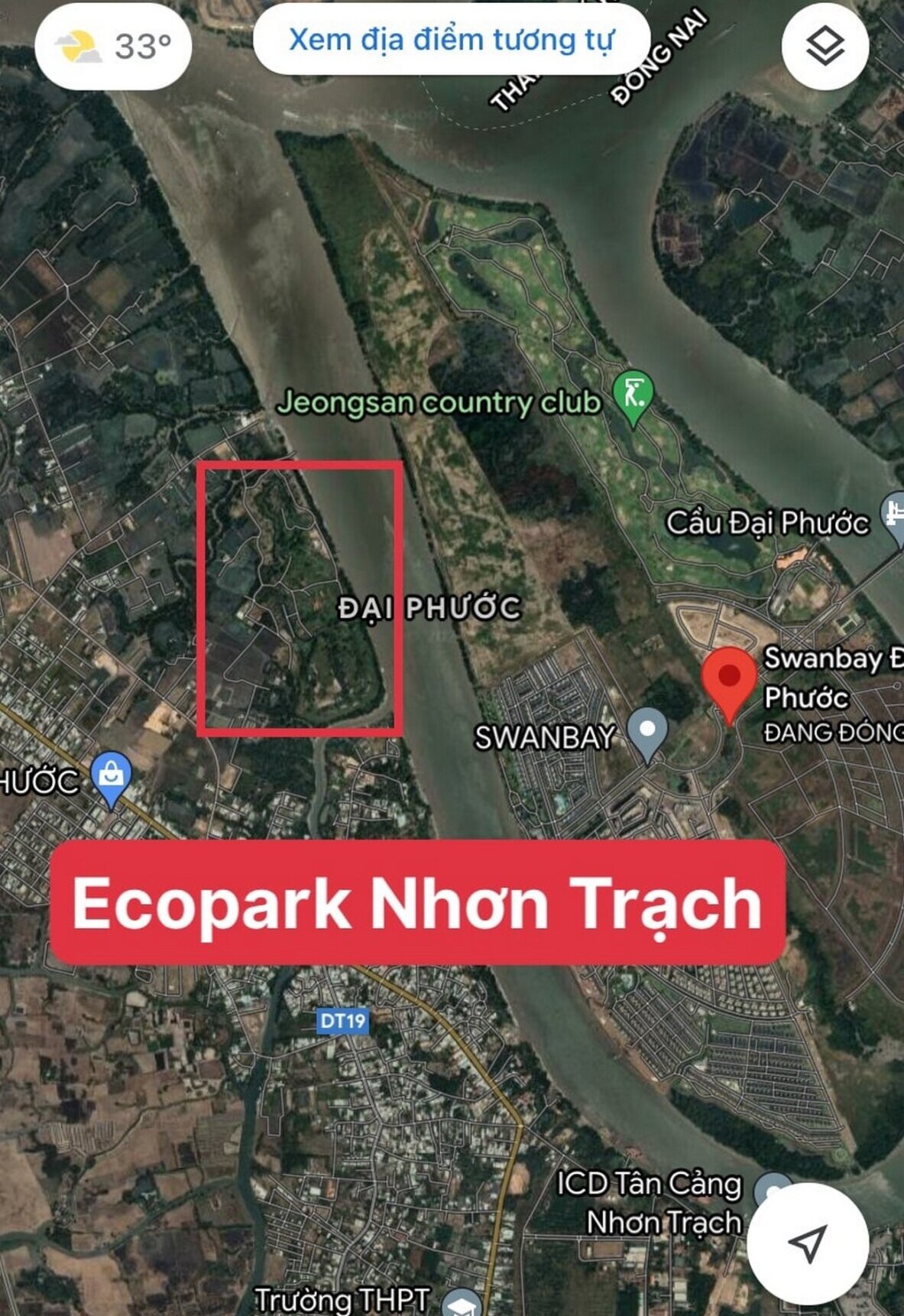 Vị trí dự án Ecopark Nhơn Trạch.