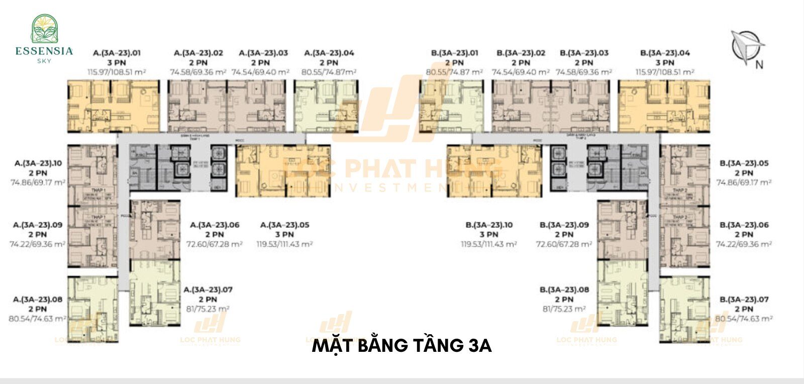 Mặt bằng tầng 3A căn hộ Essensia Sky Nhà Bè