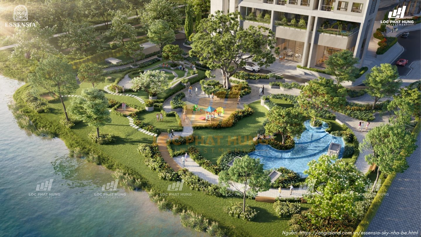 Công viên ven kênh khu căn hộ chung cư Essensia Sky Phú Long Nhà Bè