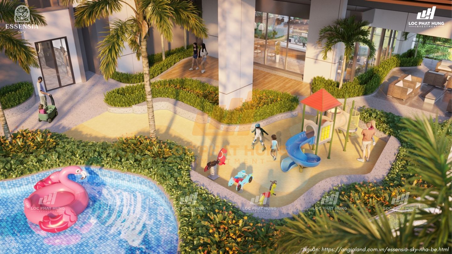 Tiện ích khu vui chơi tại hồ bơi tại tầng 03 căn hộ chung cư Essensia Sky Phú Long Nhà Bè