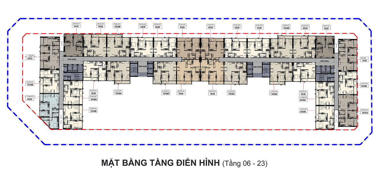 Mặt bằng dự án căn hộ Chí Linh Center Nguyen An Ninh chủ đầu tư DIC Holdings