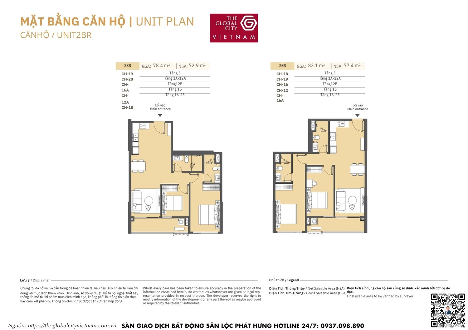 Mặt bằng căn hộ MPP A2 Masteri Park Place - The Global City Quận 2