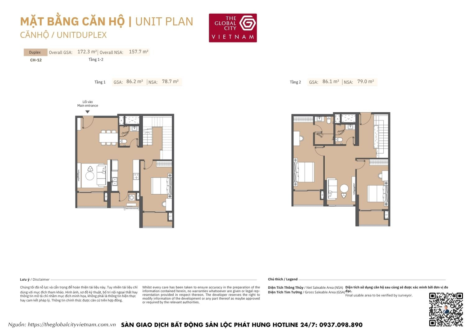Mặt bằng căn hộ MPP A2 Masteri Park Place - The Global City Quận 2