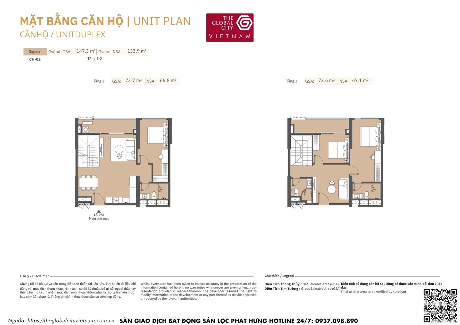Mặt bằng căn hộ MPP A2 Masteri Park Place - The Global City Quận 2
