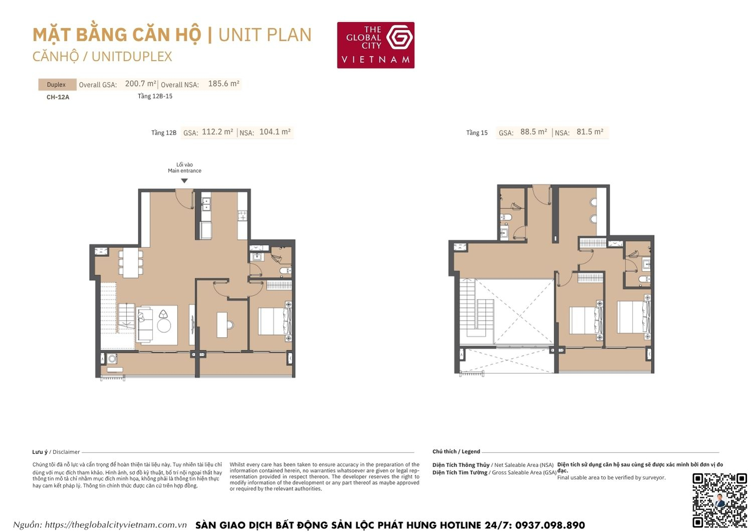 Mặt bằng căn hộ MPP A2 Masteri Park Place - The Global City Quận 2
