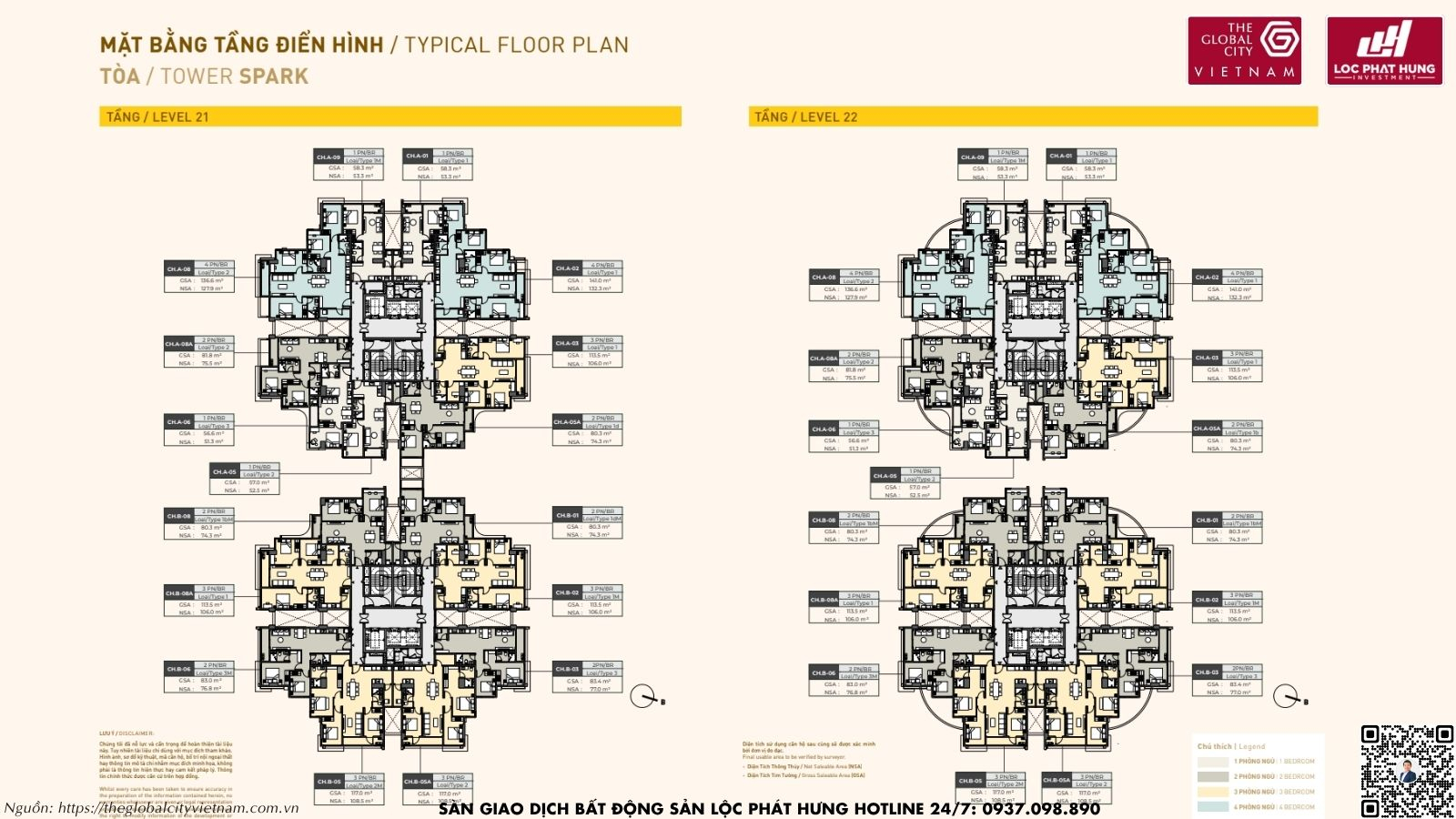 Mặt bằng tầng điển hình tòa Spark Masteri Grand View - The Global City