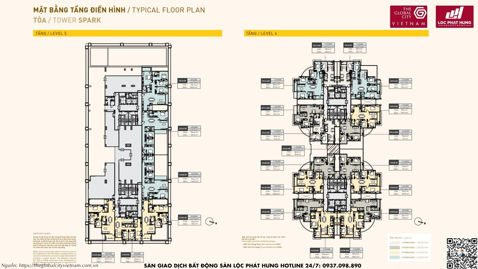 Mặt bằng tầng điển hình tòa Spark Masteri Grand View - The Global City
