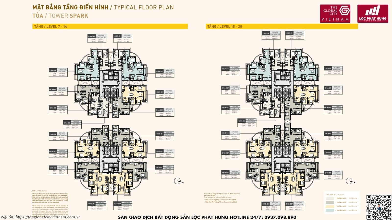 Mặt bằng tầng điển hình tòa Spark Masteri Grand View - The Global City