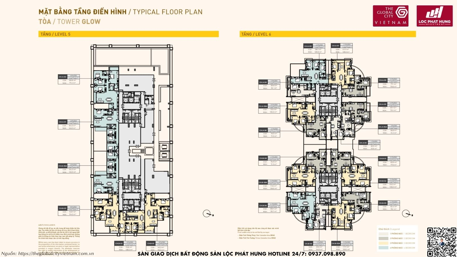 Mặt bằng tầng điển hình tòa Glow Masteri Grand View - The Global City