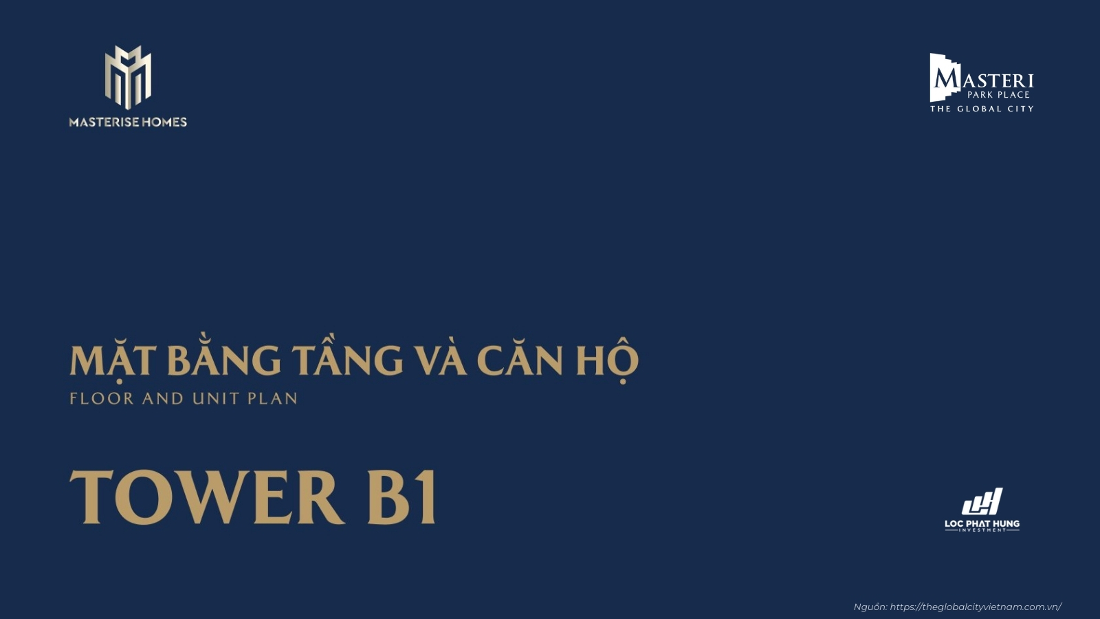Mặt bằng tầng và căn hộ  Tower B1 Masteri Park Place The Global City