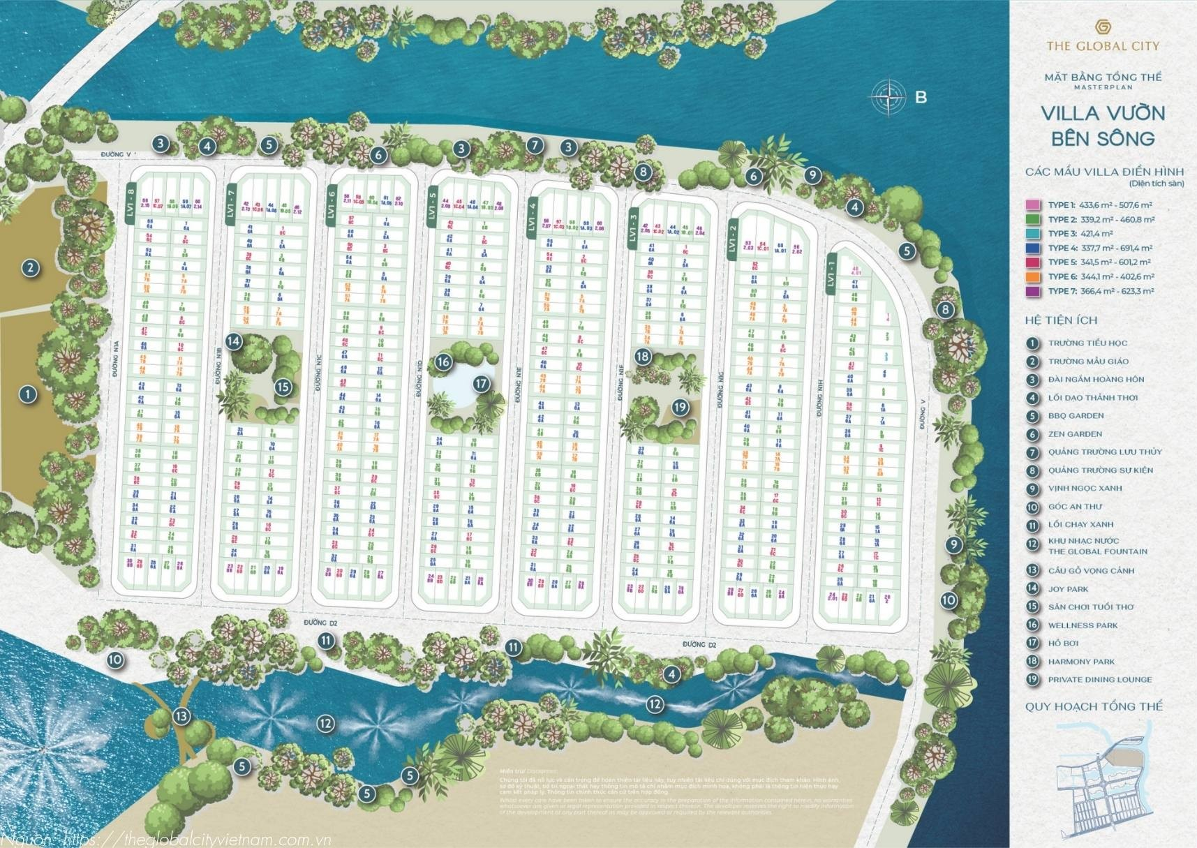 Mặt bằng tổng thể biệt thự Sola The Global City Quận 2