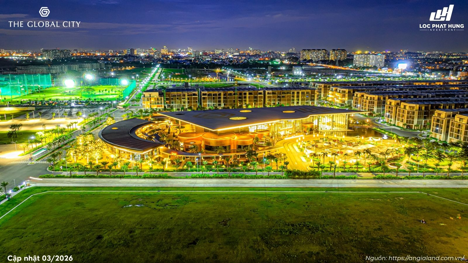 Hình ảnh thực tế Sales Gallery The Global City 03/2026 về đêm đẹp lung linh