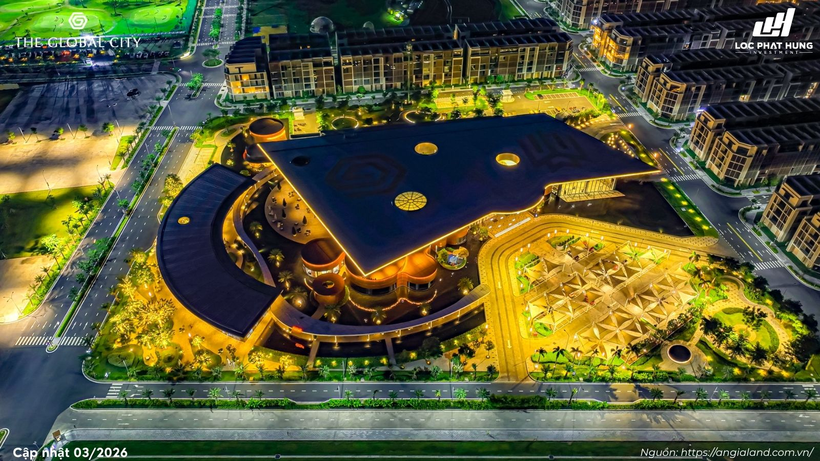 Hình ảnh thực tế Sales Gallery The Global City 03/2026 về đêm đẹp lung linh