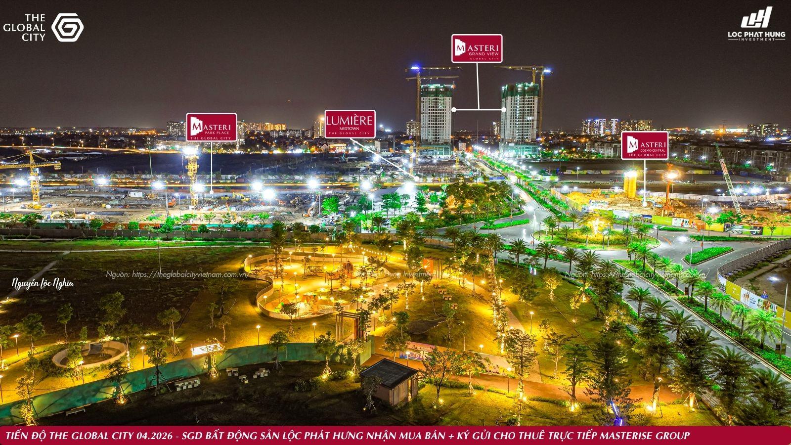 Tiến độ thực tế về đêm dự án The Global City Quận 2