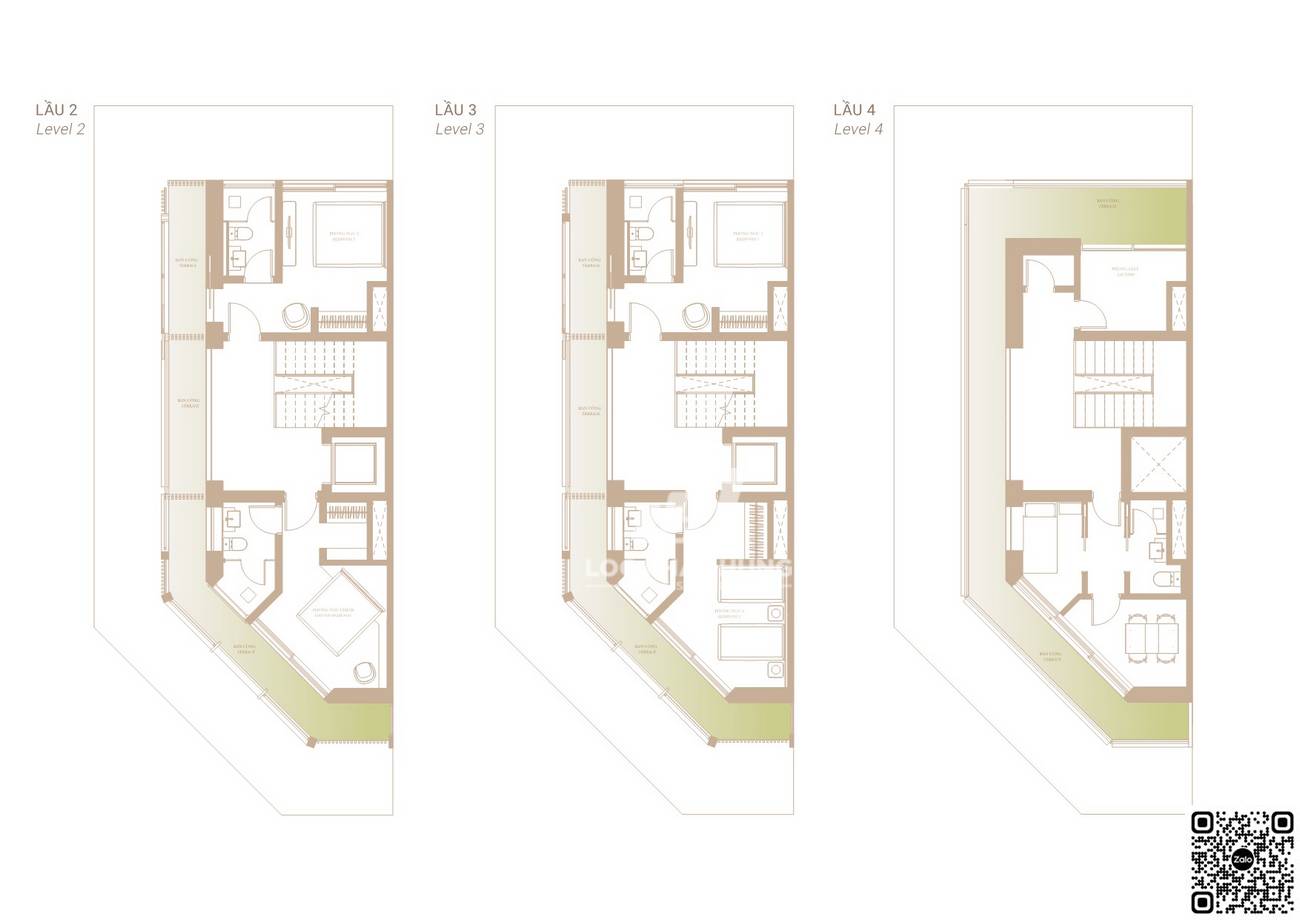 Thiết kế nhà phố lầu 2,3,4 loại căn 3D