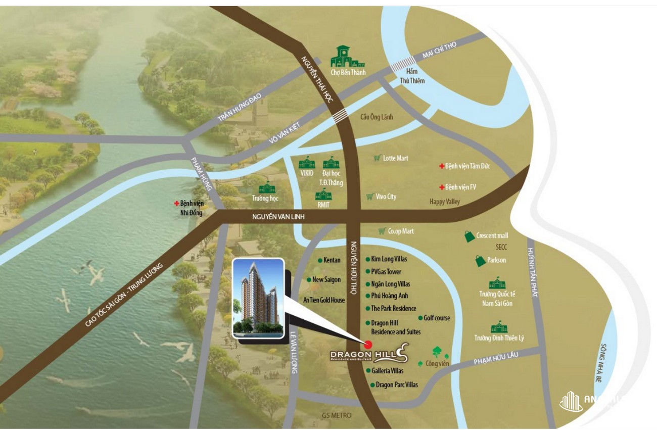Vị trí chính xác dự án ESSENSIA Nam Sai Gon (Dragon Hill 3) Nhà Bè.