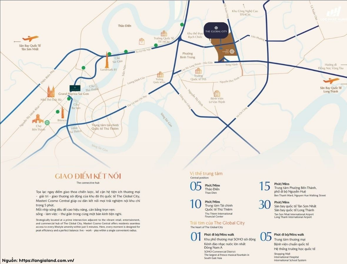 Vị trí kết nối vùng trung tâm dự án The Global City Quận 2