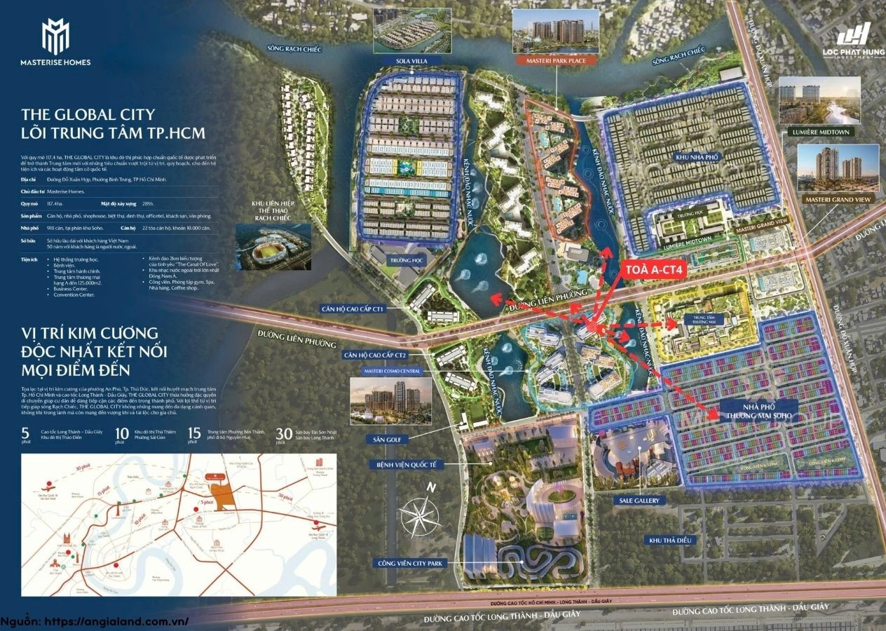 Vị trí kết nối vùng trung tâm dự án The Global City Quận 2