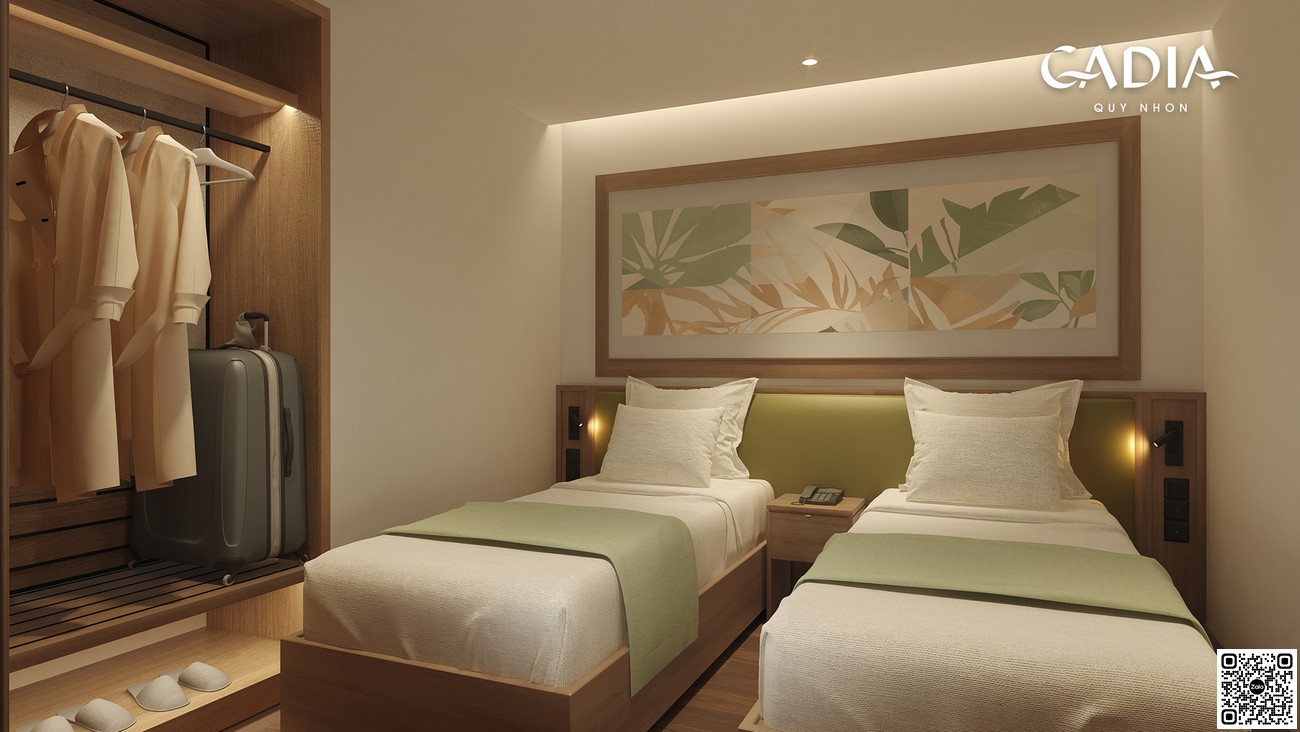 Phòng ngủ căn hộ mẫu 2PN dự án Cadia Quy Nhơn