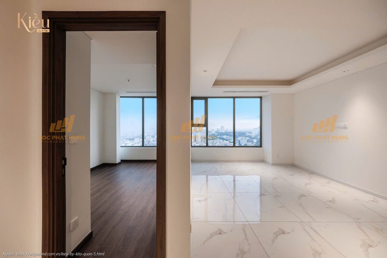 Ảnh thực tế căn hộ 23-05 diện tích 90m2 (2 phòng ngủ) tại dự án Kiều By Kita, trung tâm Quận 5.