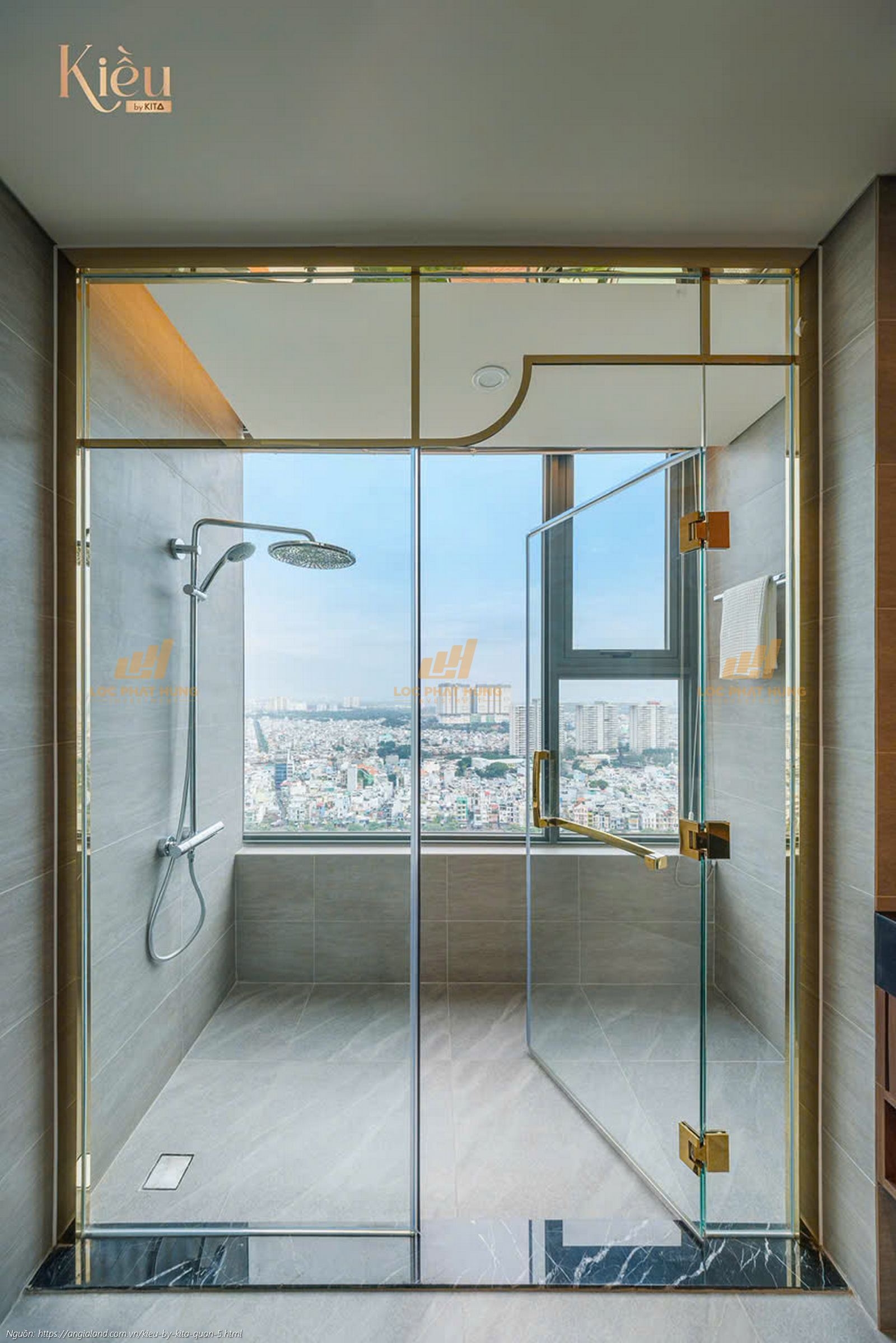 Ảnh thực tế phòng tắm sang trọng tại nhà mẫu căn hộ 23-02 (3PN 2WC, 155m2) dự án Kiều By Kita.