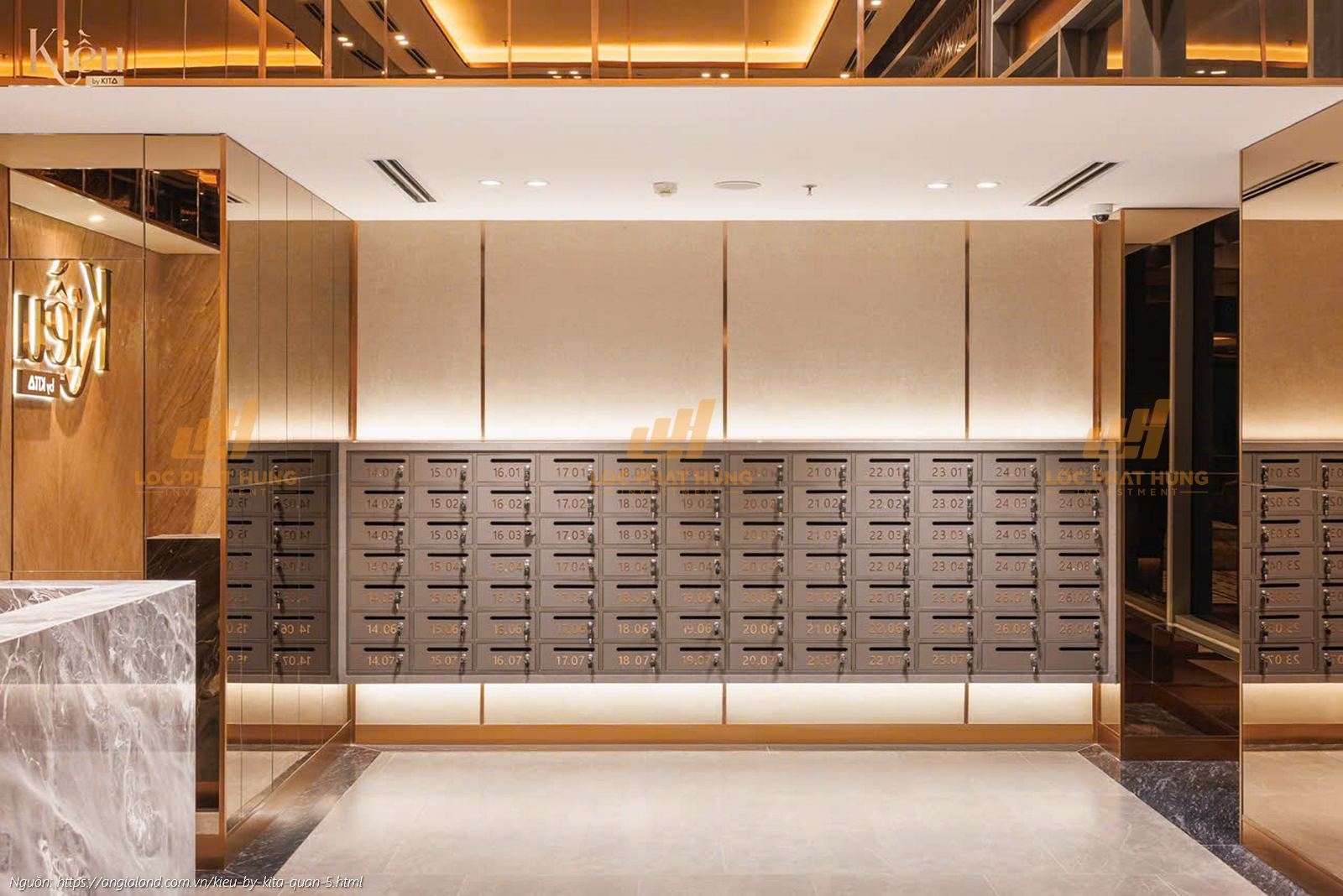 Ảnh thực tế sảnh trệt sang trọng tại dự án căn hộ hạng sang Kiều By Kita