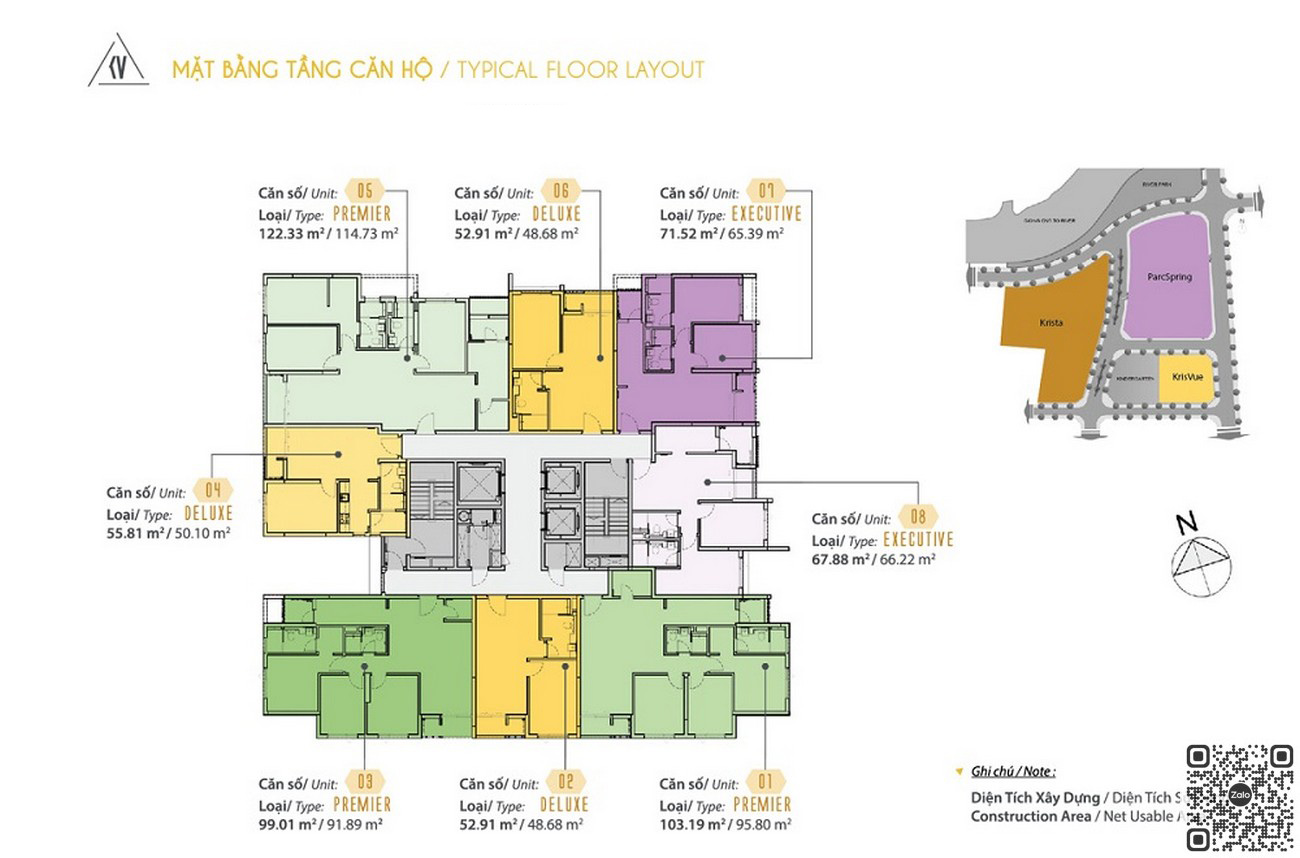 Mặt bằng tầng điển hình dự án căn hộ chung cư Kris Vue Quận 2
