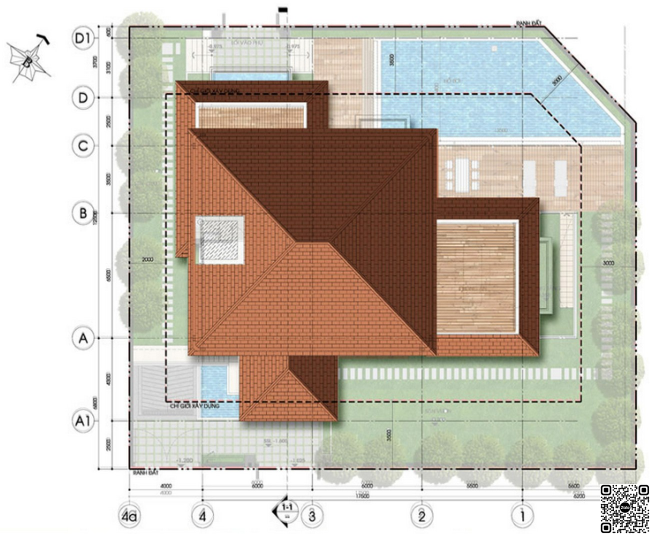 Thiết kế tầng mái villa 45-H7f.