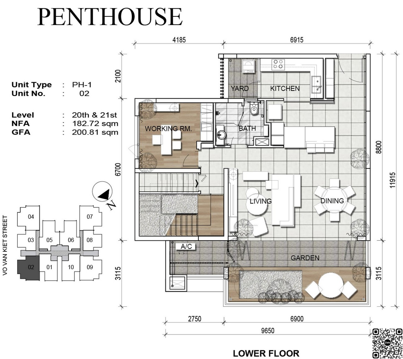 Thiết kế căn penthouse 200.81m2 dự án Zenity Capital Quận 1.
