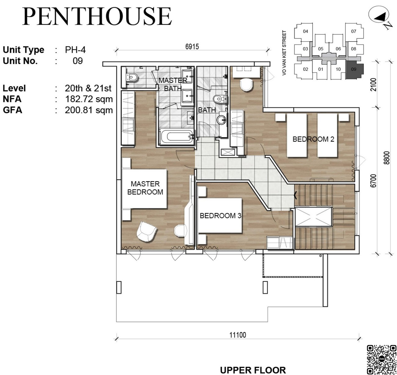 Thiết kế căn penthouse 200.81m2 dự án Zenity Capital Quận 1.