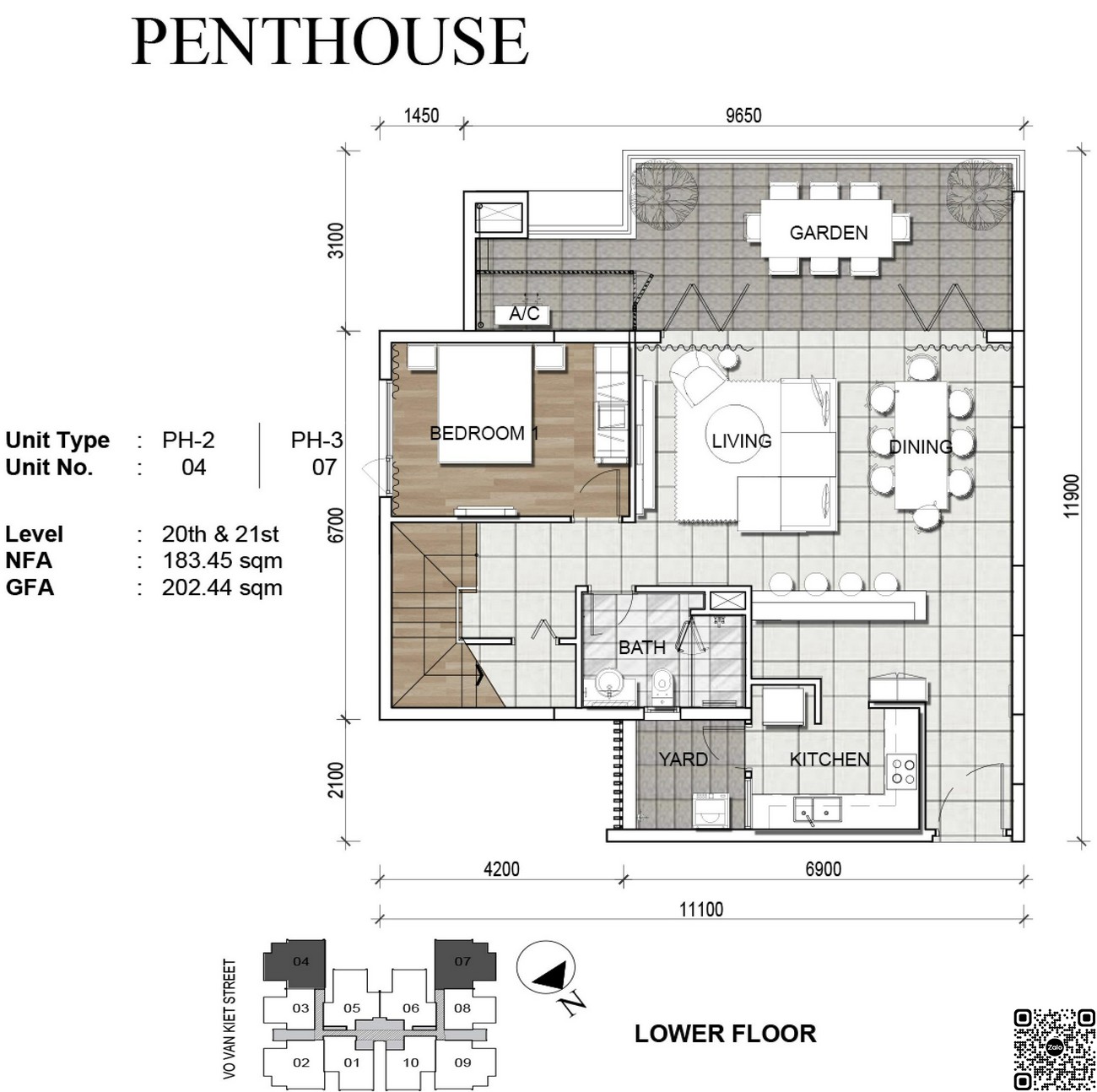 Thiết kế căn penthouse 202.44m2 dự án Zenity Capital Quận 1.