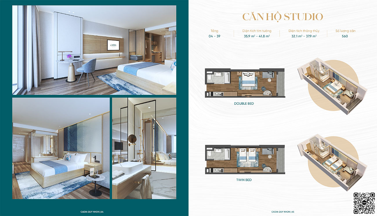 Thiết kế chi tiết căn hộ Studio - 35.9m2 dự án Cadia Quy Nhơn.