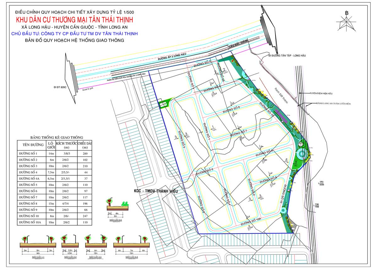 Bản đồ Quy hoạch giao thông Dự án Khu dân cư Thương mại Tân Thái Thịnh