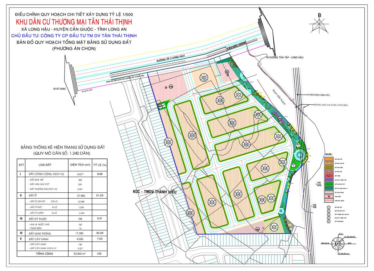 Quy hoạch Tổng mặt bằng sử dụng đất Dự án Khu dân cư Thương mại Tân Thái Thịnh