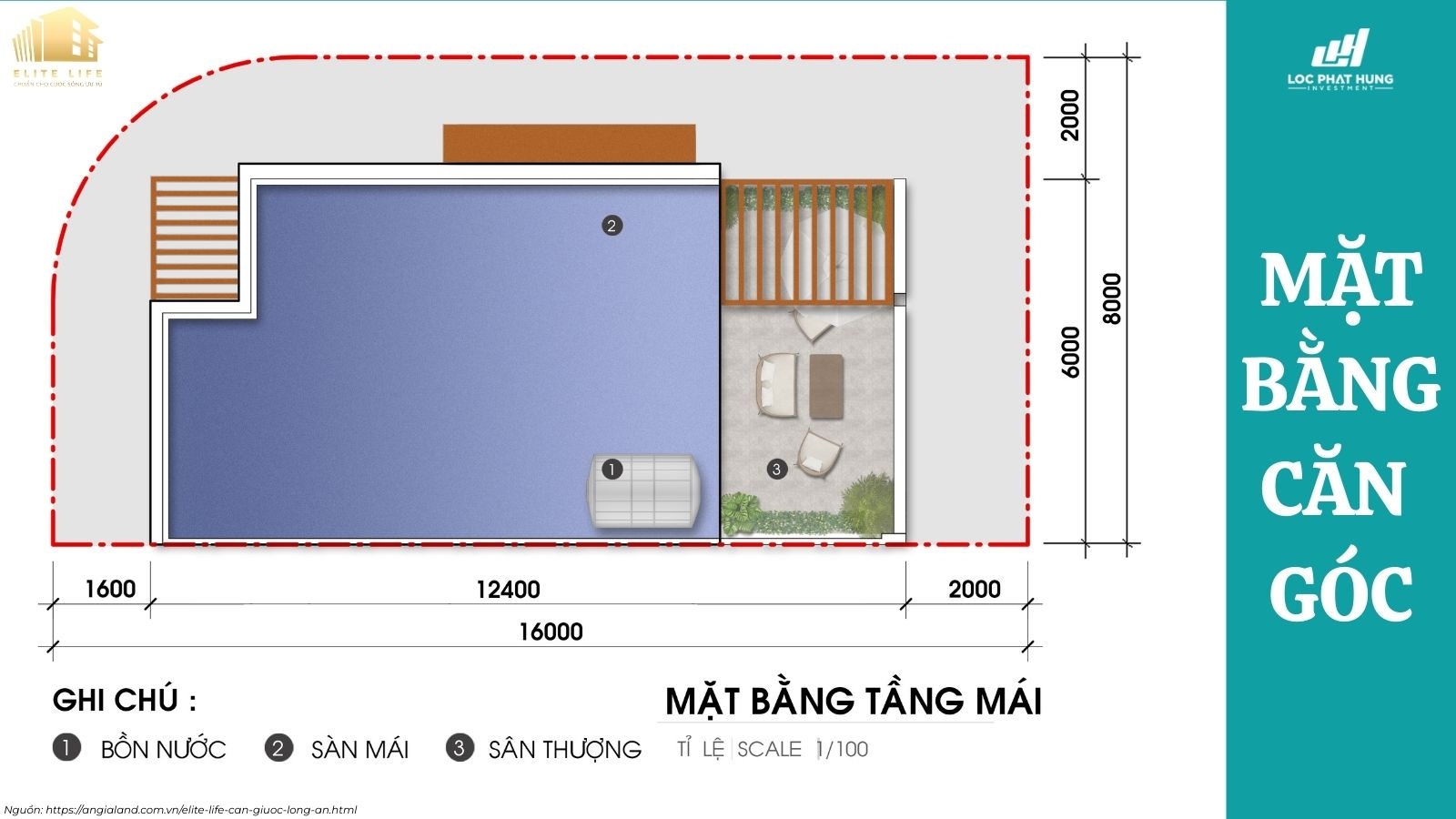 Mặt bằng căn góc dự án Elite Life