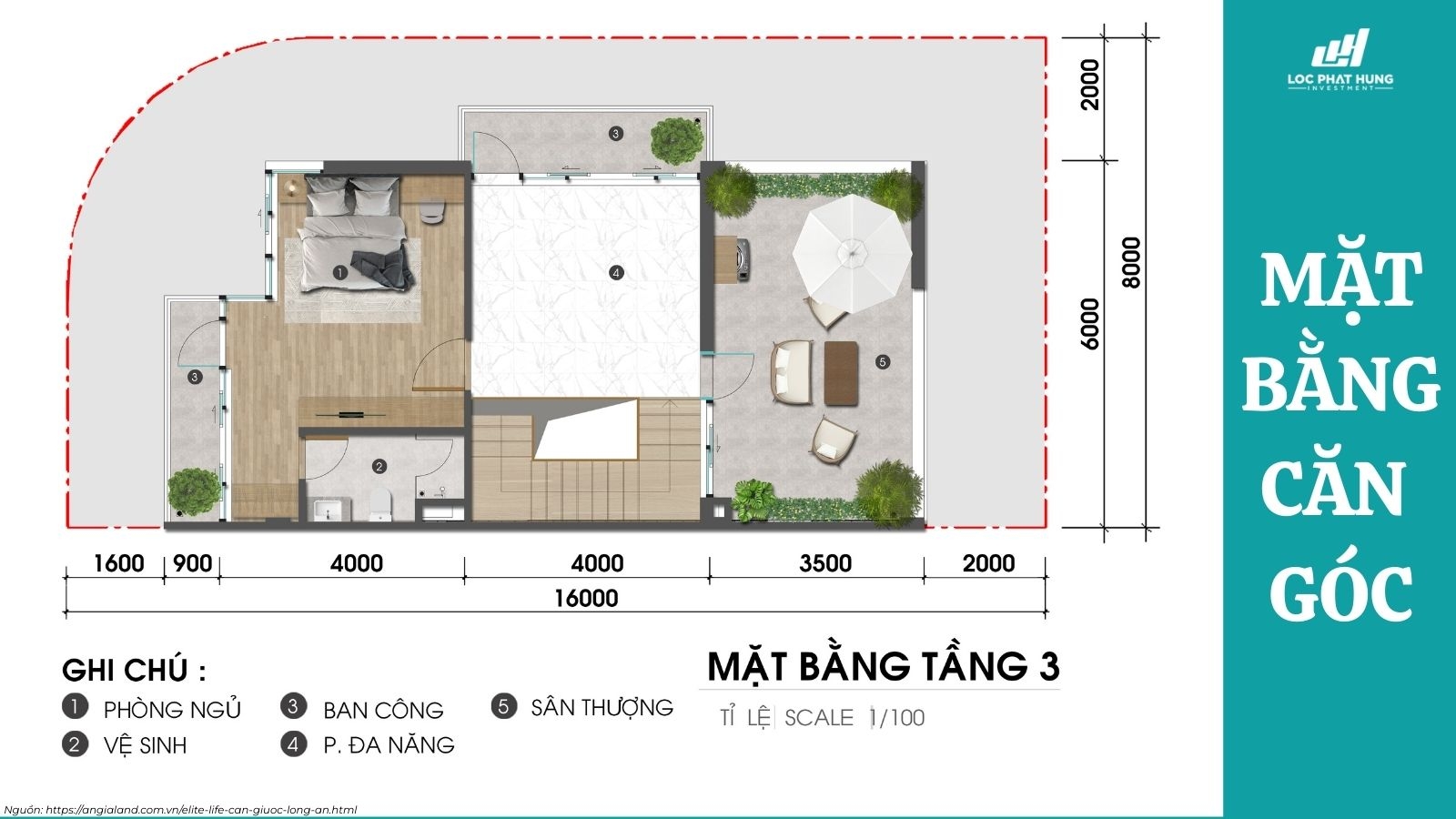 Mặt bằng căn góc dự án Elite Life
