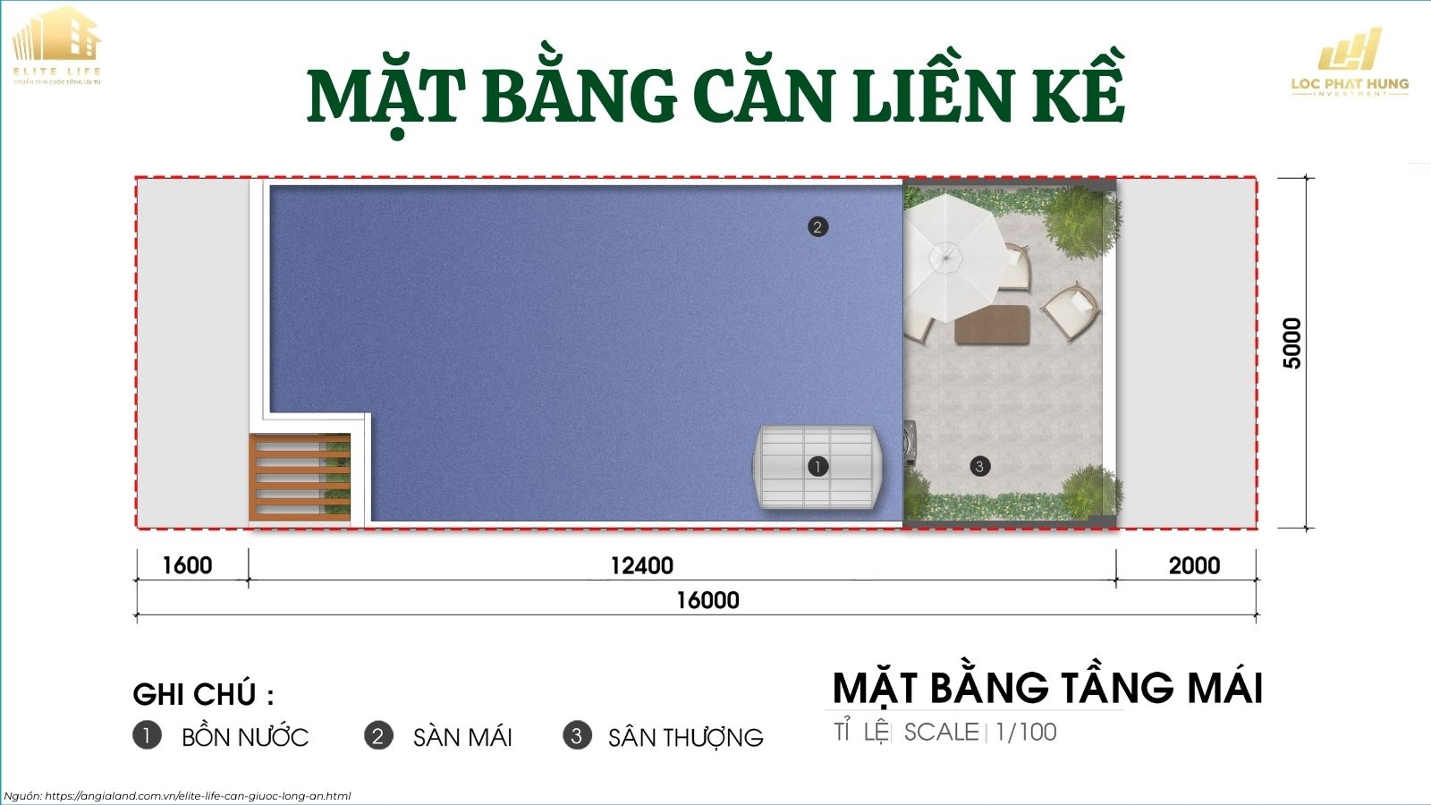 Mặt bằng căn nhà phố liền kề dự án Elite Life