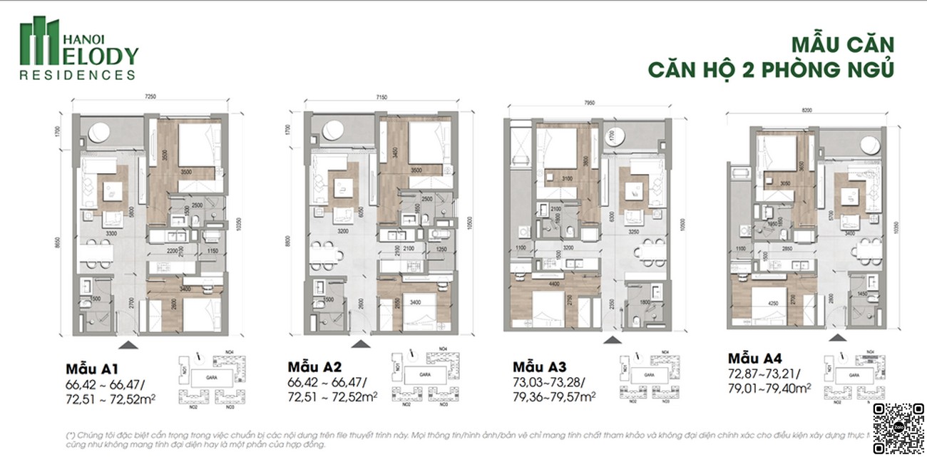 Thiết kế căn hộ diện tích 72,51 - 79,40m² 