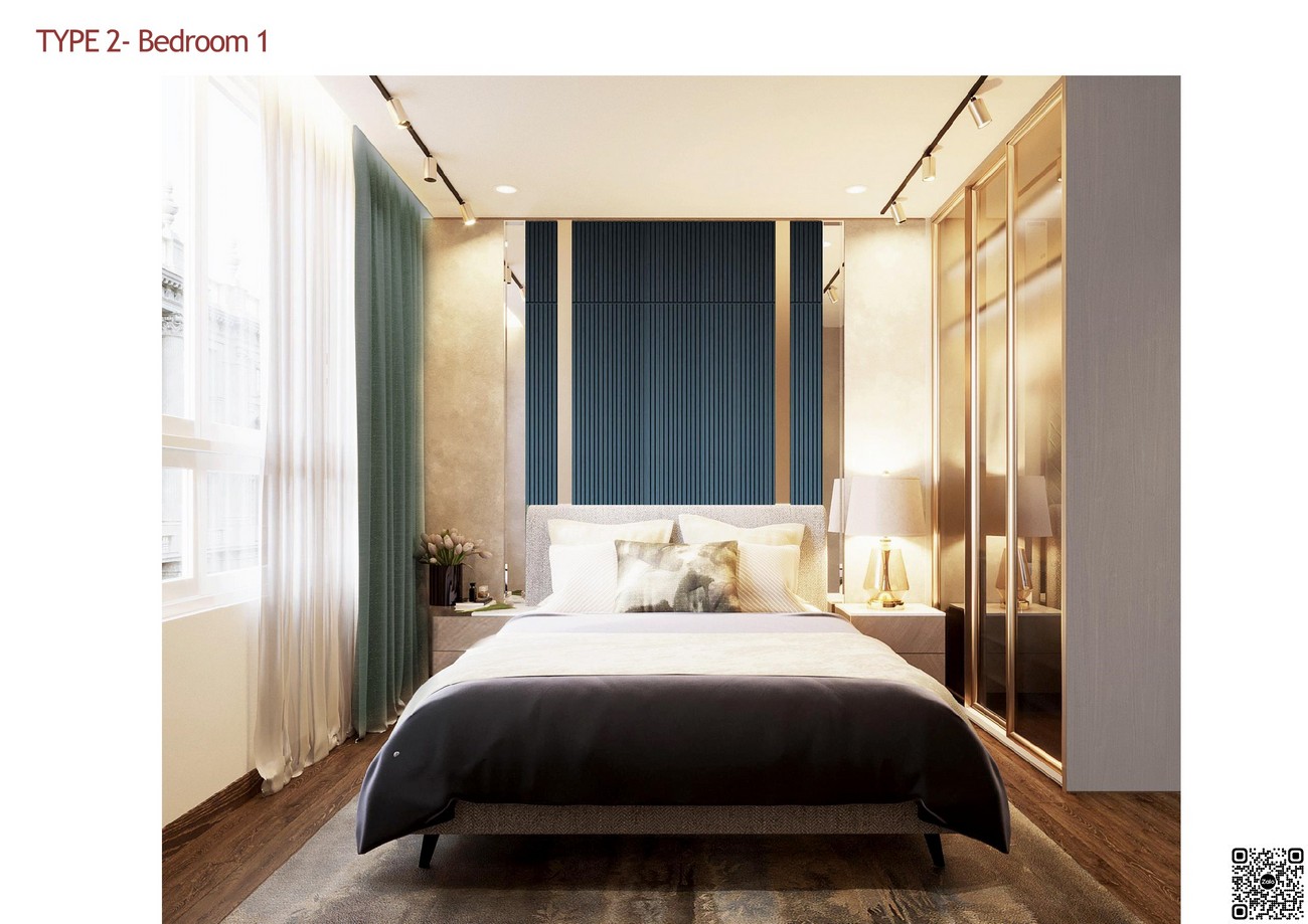 Phòng ngủ 1 tại căn hộ mẫu 2PN dự án The Emerald 68 Thuận An.