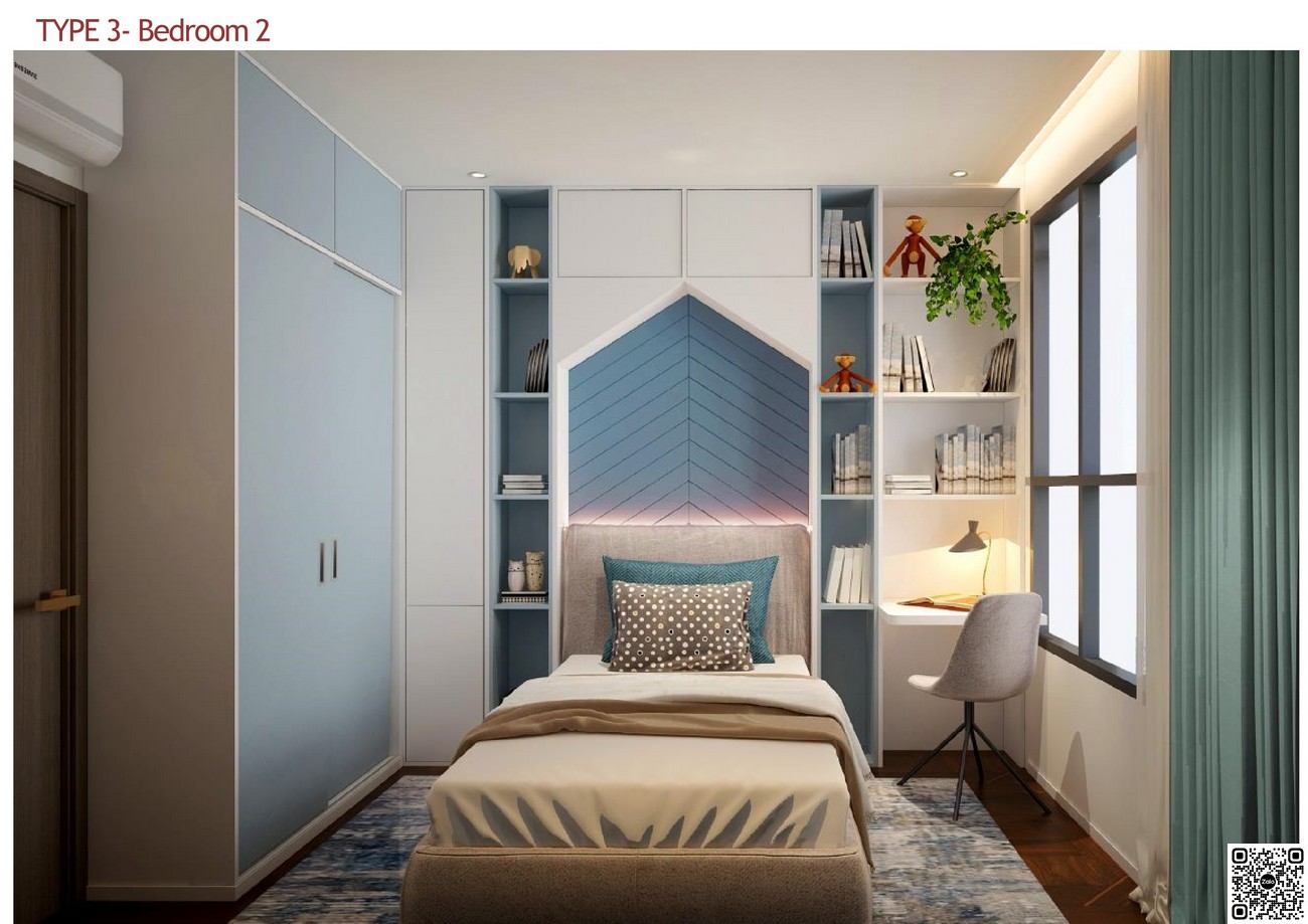 Phòng ngủ tẻ em căn hộ 3PN dự án Moonlight Avenue Thủ Đức.