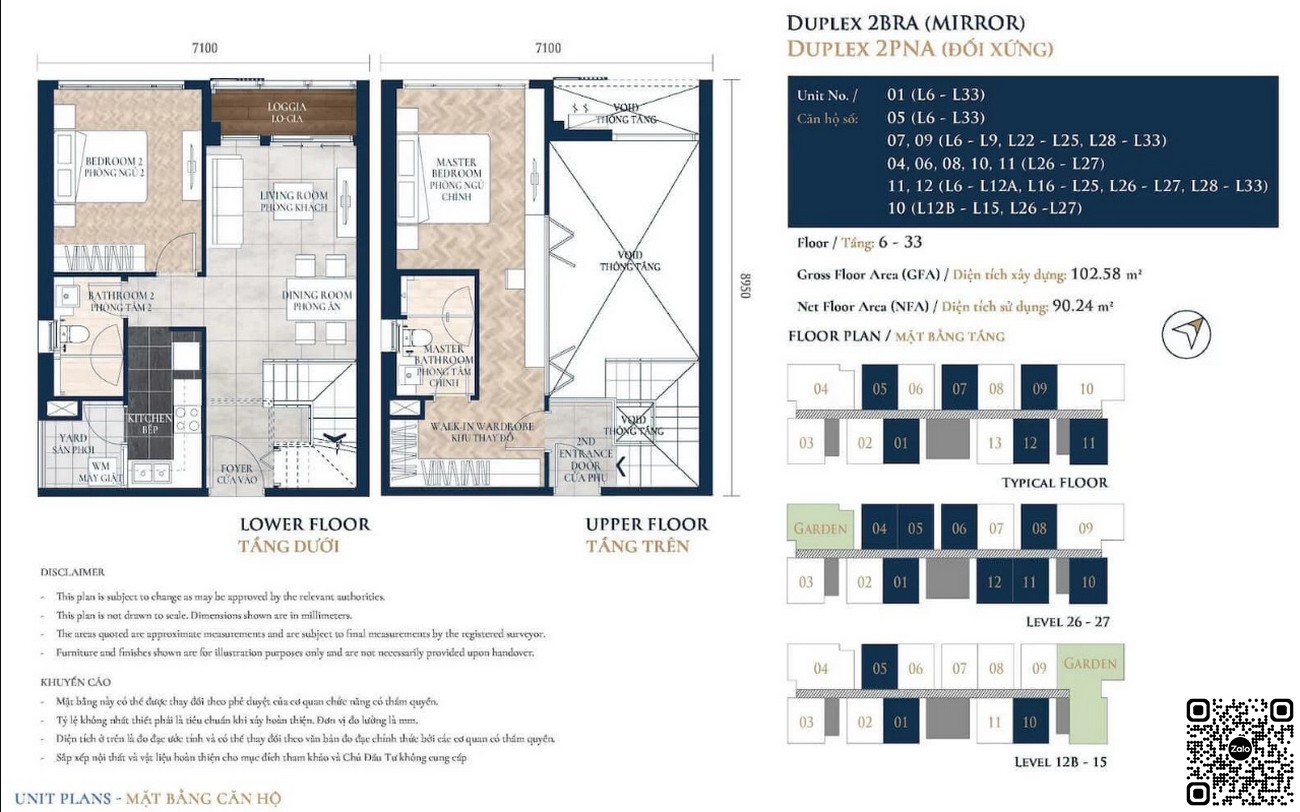 Thiết kế căn hộ Duplex diện tích 102m² dự án Feliz En Vista Quận 2