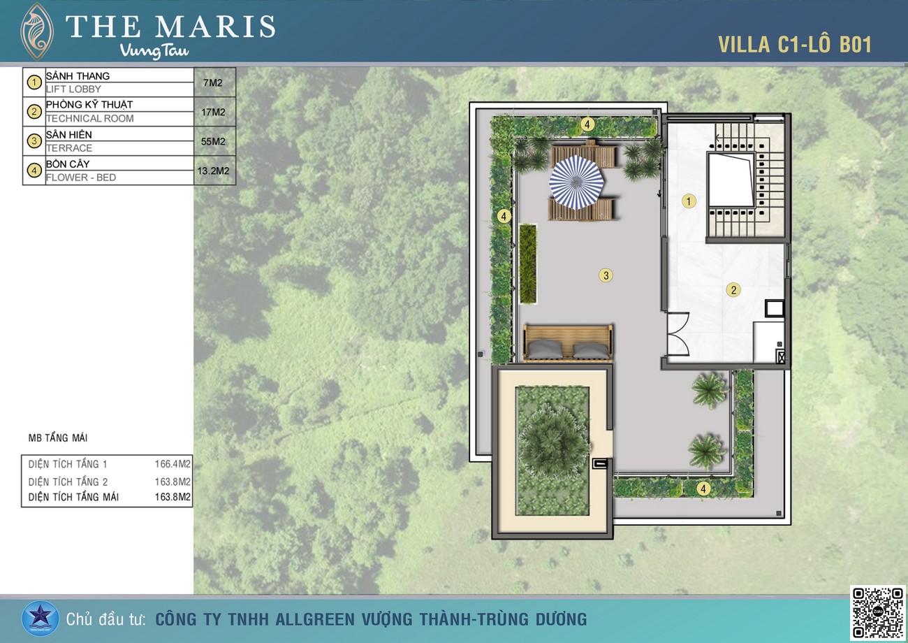 Thiết kế tầng 3 căn biệt thự biển - Diện tích 509.10m2 dự án The Maris Vũng Tàu.