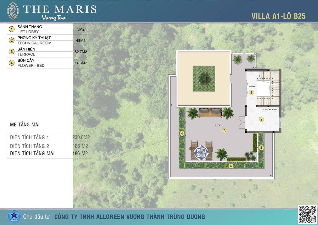 Thiết kế tầng 3 căn biệt thự biển - Diện tích 426.41m2 dự án The Maris Vũng Tàu.