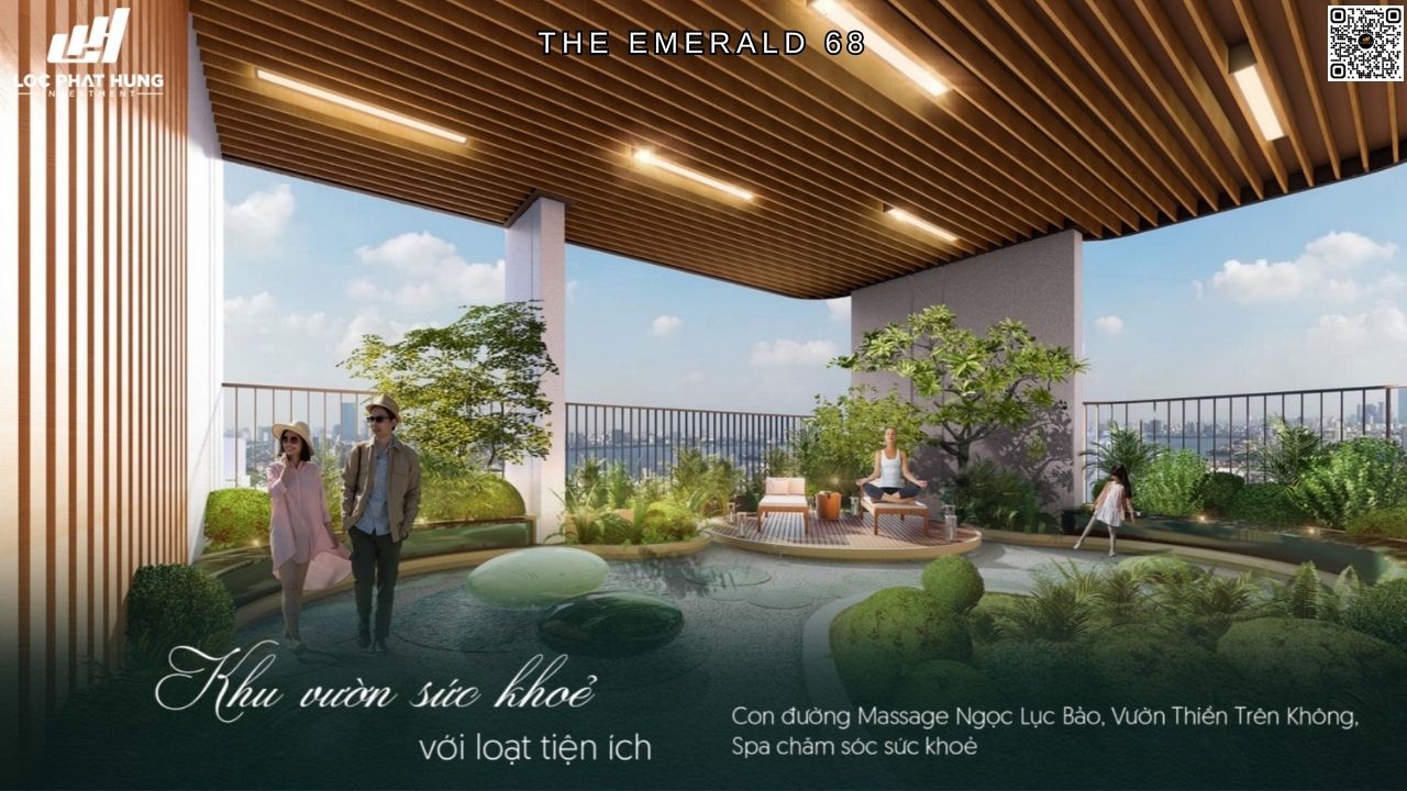 Khu vườn sức khỏe tại tầng 20 căn hộ Emerald 68 Thuận An, Bình Dương