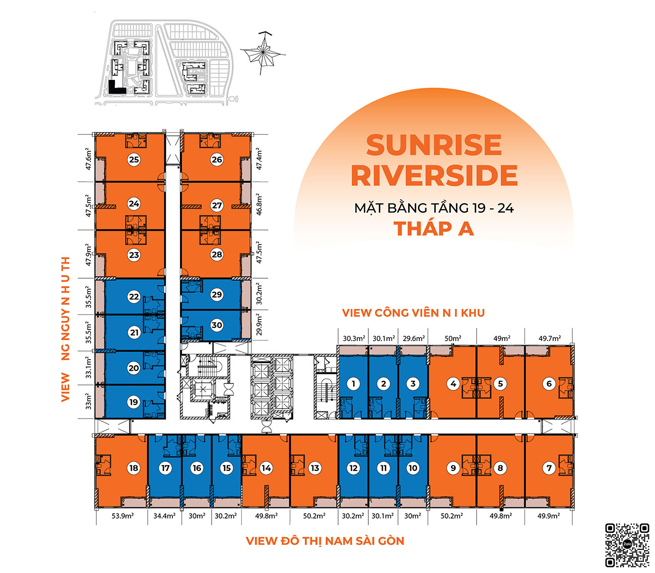 Mặt bằng tháp A tầng 9-24 dự án căn hộ Sunrise Riverside Novaland Nhà Bè.